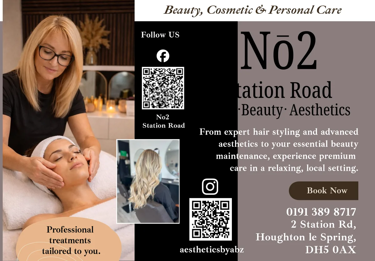 Advert for No2 Station Road beauty and aesthetics