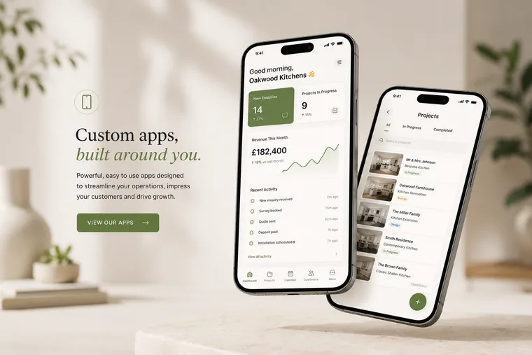A custom business app on a mobile phone