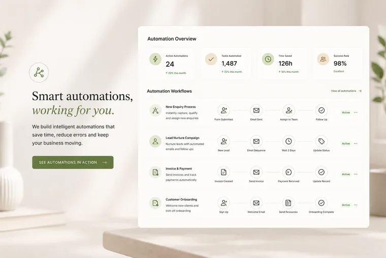An automated workflow connecting business tasks